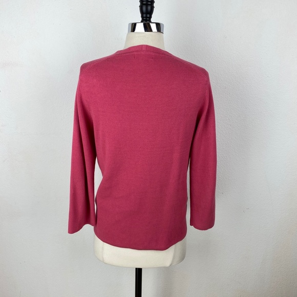 Christopher & Banks Cotton Tie Front Pink Coral Knit Sweater 3/4 Sleeves Sz Med - Picture 10 of 13